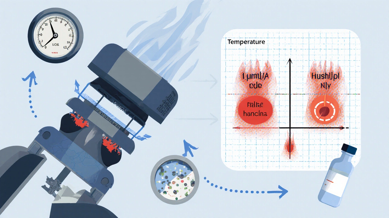 Illustration der Faktoren, die LPG‑Flammtemperatur beeinflussen.