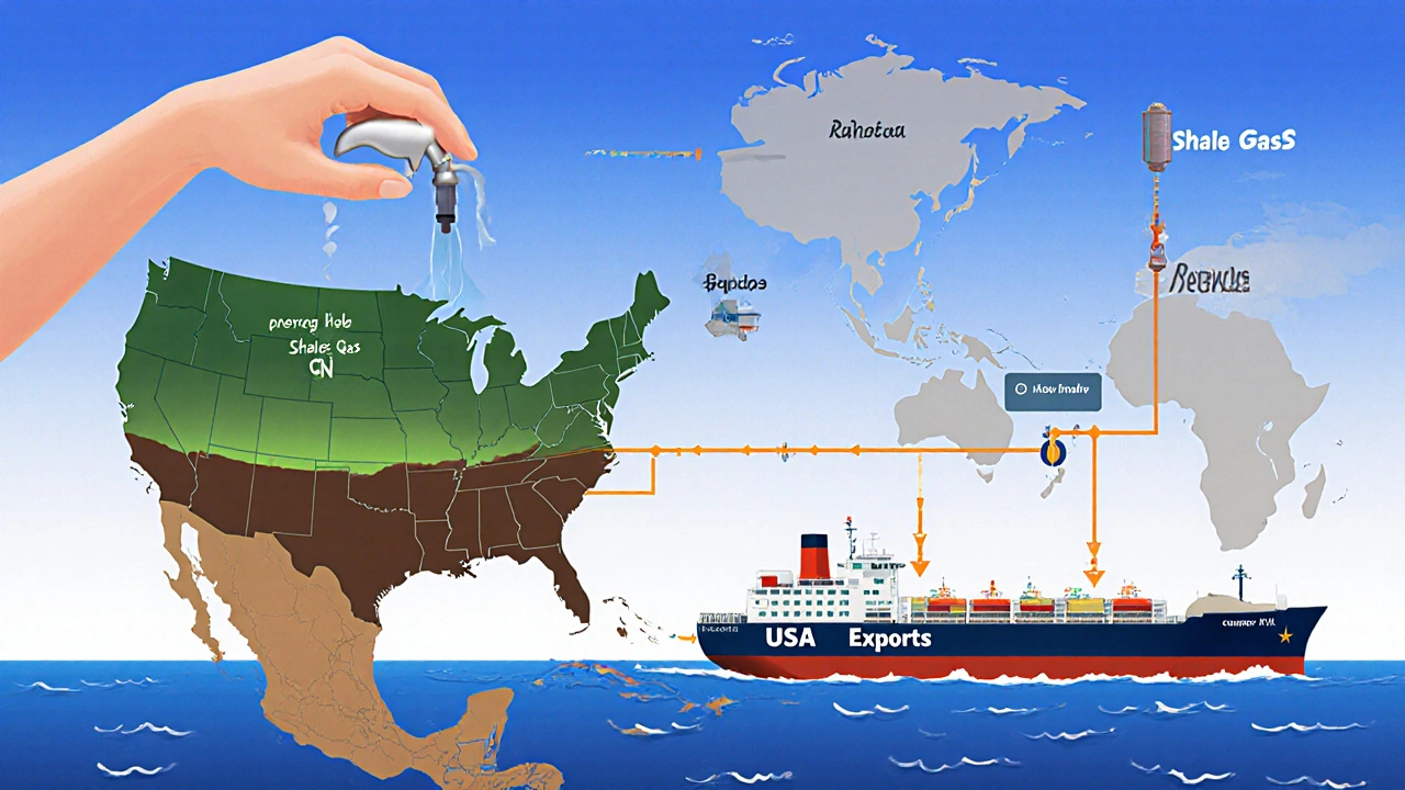The U.S. as an energy hub pumping gas domestically and exporting LNG globally.