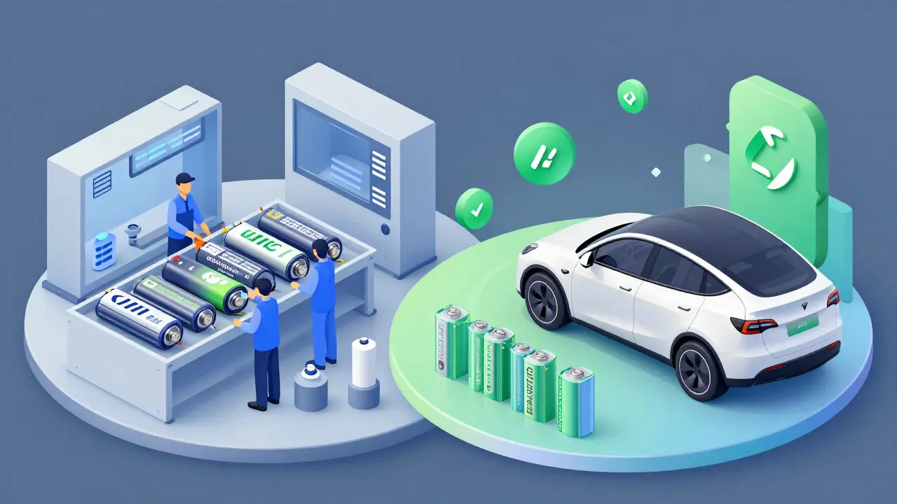 Kreislaufwirtschaft: Alte Batterien werden recycelt und ihre Materialien in neue Akkus für Elektroautos verwandelt.